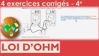 Loi dOhm  Résistance  Caractéristique  Conducteur ohmique  4 exercices corrigés  Physique 4e [upl. by Appleton415]