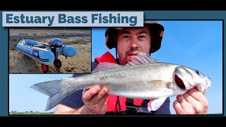 Estuary Bass Fishing on a small inflatable boat  SIB Fishing UK [upl. by Zeuqcaj805]