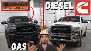 RAM 2500 Cummins DIESEL vs GAS 64 Hemi  Which Engine Should you Buy Diesel Mechanic Explains [upl. by Liliane727]