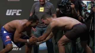 UFC Munoz vs Weidman Staredown [upl. by Onavlis]