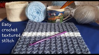 CROCHET TEXTURED STITCH REVERSIBLE ONE ROW REPEAT SUPER EASY and BEGINNER FRIENDLY [upl. by Airad102]