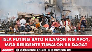 Isla Puting Bato nilamon ng apoy mga residente tumalon sa dagat [upl. by Cly]