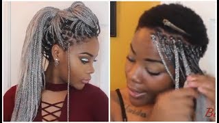 Box Braids On Extremely Short 4C Hair Waist length  styles [upl. by Ielhsa]