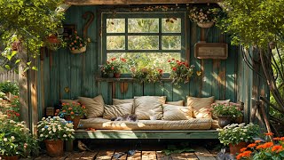 Cozy 4K Porch Space With Birdsong Wind Chimes and Lake Wave Sounds For Relaxation [upl. by Atteyek]