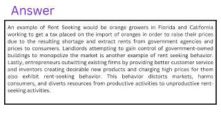 An example of Rent Seeking would be orange growers in Florida and California getting a tax placed [upl. by Spindell]