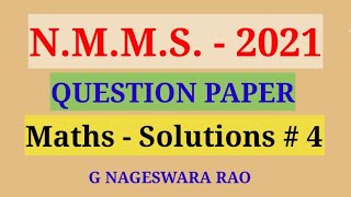 NMMS Examination  2022  Mathematics Question Paper  2021 Explanation 4 Useful for DSC [upl. by Lahsram]