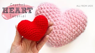 EASY CROCHET HEART  Full tutorial NO SEWING REQUIRED  Valentines Day Project  RightHanded [upl. by Ain]