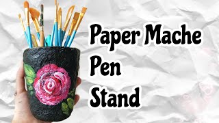 How To Make Paper Mache Pen Stand Without Glue  DIY pen stand using Waste Paper [upl. by Merkle845]