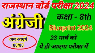 RBSE कक्षा 8th अंग्रेजी Blueprint 2024  Class  8th English Blueprint 2024 [upl. by Circosta55]