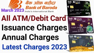 Bob debit card charges  Bank of baroda debit card charges  Bob debit card  Bob atm card [upl. by Akeber122]