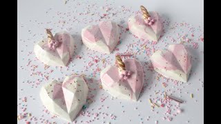 How To Make Unicorn Themed Geo Cake Hearts Tutorial [upl. by Adnilrev]