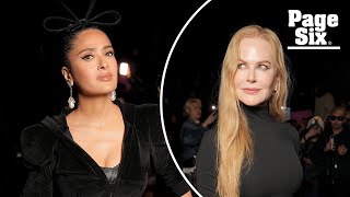 Nicole Kidman seemingly pushes Salma Hayek away during tense moment at Balenciaga fashion show [upl. by Viking]