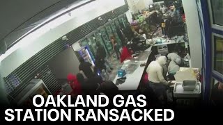 Robbers ransack Oakland gas station  KTVU [upl. by Lynelle]