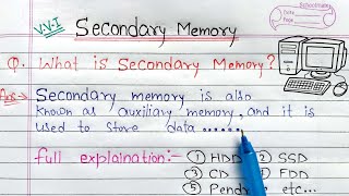 What is Secondary Memory full Explanation  auxiliary memory क्या है [upl. by Aeniah]