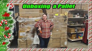 Unboxing a pallet with lots and lots of Christmas  Check out what we got from this closeout company [upl. by Cairistiona856]