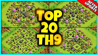 New Exclusive TH9 BASE WARTROPHY Base Link 2022 Top20 Clash of Clans  Town Hall 9 Trophy Base [upl. by Kelsy902]