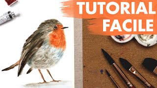 Pettirosso ad ACQUERELLO  Tutorial FACILE [upl. by Husain913]