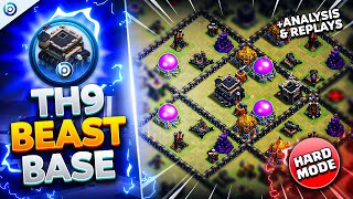 The ULTIMATE TH9 HARD MODE WAR BASE with LINK 2024  Town Hall 9 War Base ANALYSIS  PROOF Replays [upl. by Noira535]