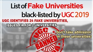 List Of Fake Universities In India 2019  UGC Releases A List  24 Fake Universities in India 2019 [upl. by Alih]