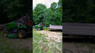 Trying out our new 3 point trailer hitch with the John Deere 1023E [upl. by Asirrac]