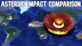 Asteroid impact Size Comparison On The Earth☄️🌎🔥 [upl. by Ennaear]