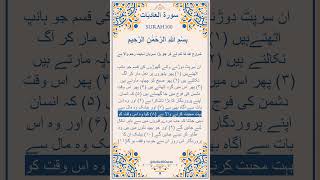 Surah 100 Al Adiyat Urdu Tarjuma Ke Sath  Powerful Verses for Reflection [upl. by Demakis582]