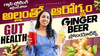 అల్లంతో ఆరోగ్యం Healthy Probiotic Drink for Gut Health to Fix Gas Bloating  Ginger Beer In Telugu [upl. by Lorsung13]