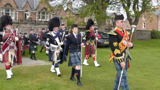 Inverness massed Pipe Bands arrive at Northern meeting park and parade before crowds [upl. by Ernald]