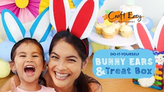 DIY Easter Bunny Ears and Treat Box Easy to do crafting for kids with free templates [upl. by Virgin239]