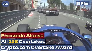 All 128 Overtakes From Fernando Alonso in 2021 Cryptocom Overtake Award Runnerup [upl. by Fania]