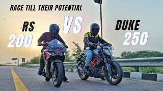 2023 Bajaj Pulsar RS200 Vs Ktm Duke 250  Race Till Their Potential  Full Throttle💪 [upl. by Leikeze]