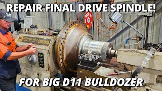 Repairing Final Drive Spindle for BIG D11 Bulldozer  Machining amp Drilling [upl. by Russom]