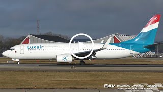 Boeing 737800  Luxair LXLBB  landing at Memmingen Airport [upl. by Quincy]