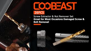 Coobeast 26Pcs Bolt Extractor Kit and Left Handed Drill Bit [upl. by Ert]