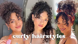 Easy hairstyles for thick curly hair 💕 Tutorials [upl. by Chandless999]