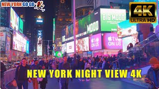 NEW YORK NIGHT VIEW 4K  time square  2024 newyork [upl. by Ahsratan]