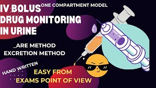 Monitoring drug in urine ARE method and rate of excretion method IV bolus one compartment model [upl. by Erdnoid966]