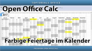 Farbige Feiertage im Kalender OpenOffice Calc [upl. by Mutat779]