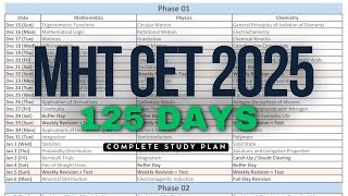 MHTCET 2025  Ultimate 125 days Study Plan  Score 99 Strategy [upl. by Uah]