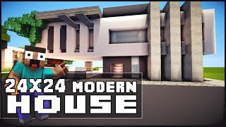 Minecraft House Tutorial 24x24 Modern House [upl. by Mossberg879]