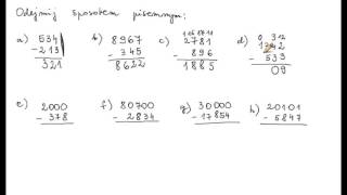 Odejmowanie pisemne liczb naturalnych [upl. by Anelrihs]