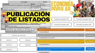 🔴Ya Salieron los listados y fechas de preseleccionados economía Popular emprendimientos [upl. by Tomkin]