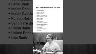 The 14 Banks Nationalized in 1969 shorts ytshortsindia indiragandhi modi shivansir [upl. by Ayikaz401]