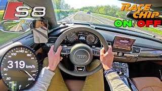 AUDI S8 PLUS 605HP  RaceChip GTS Black  STOCK vs TUNED [upl. by Tess]