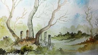 watercolor painting  TREES [upl. by Suvart]