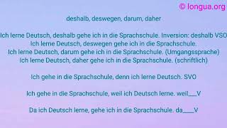 deshalb deswegen daher darum weil da denn wegen aufgrund Konjunktionen Inversion Ende 0 [upl. by Alexandro]