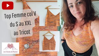 Top Femme col V au Tricot du S au XXL [upl. by Novihs]