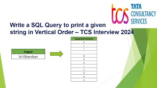 SQL Interview Questions 2024  print a given string in Vertical Order  TCS  CTS  HCL [upl. by Enomahs]