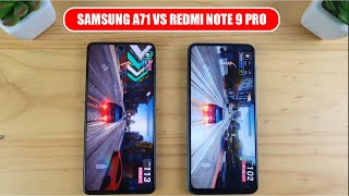 Samsung Galaxy A71 vs Redmi Note 9 Pro  Video test Display SpeedTest Camera Comparison [upl. by Hernando542]