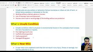 What is Unsafe Act Condition Near Miss amp Accident [upl. by Cohla]